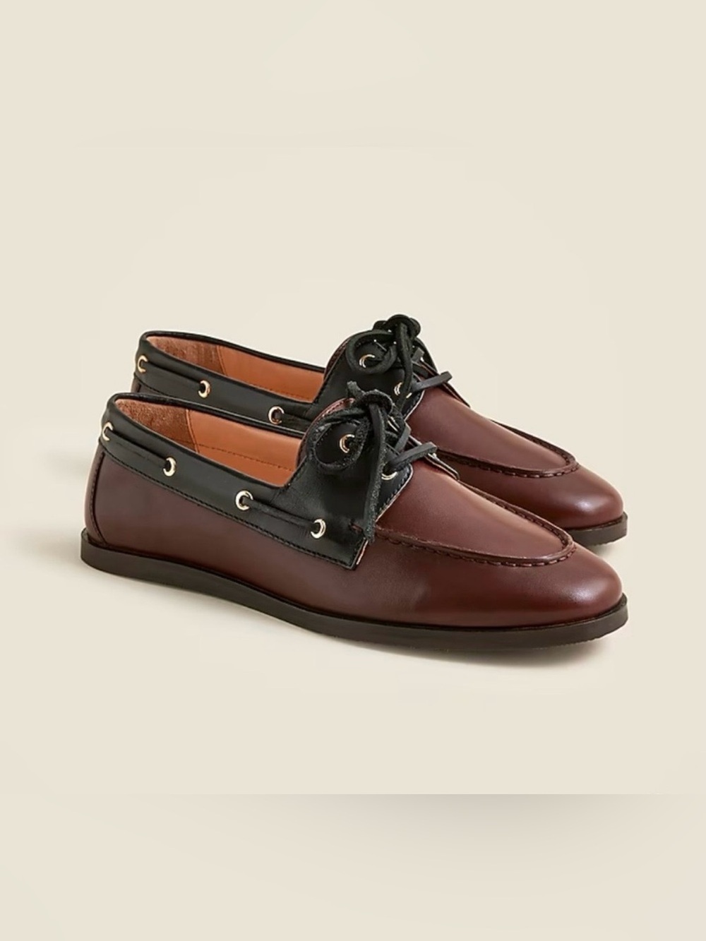 NEW J. Crew  Leather Boat Shoes in leather Brownstone CL502 9.5